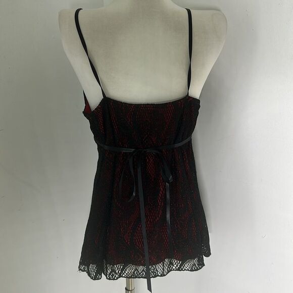 Vintage Vampy Goth Y2k Empire Waist Lace Overlay Camisole Top - Picture 4 of 6
